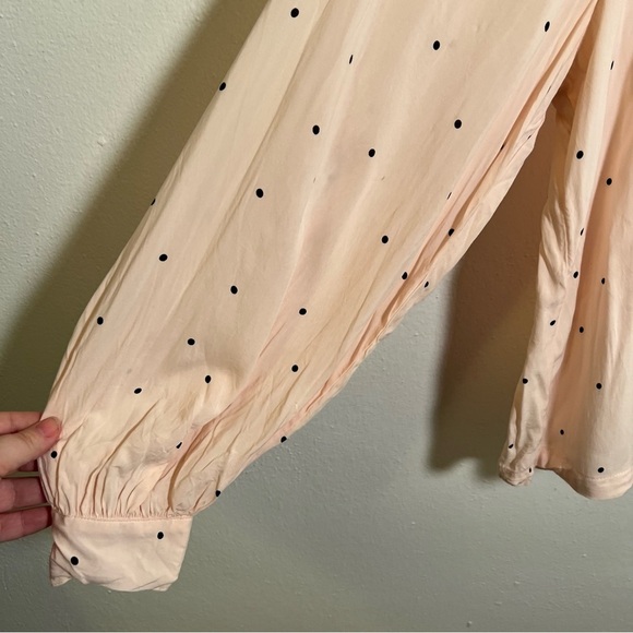 Levi’s Blouse Light Pink Black Polka Dots Long Sleeve L - Picture 6 of 12